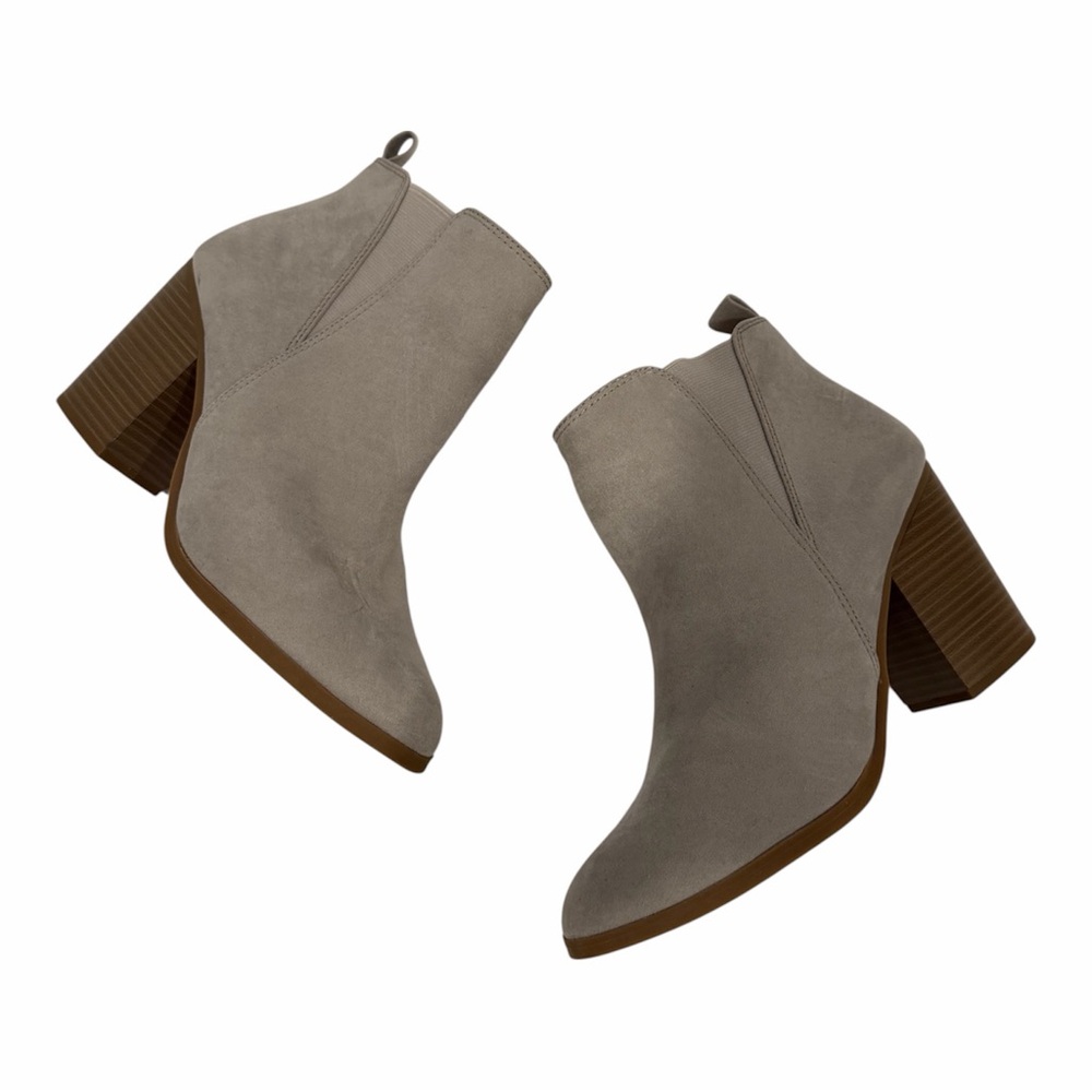 Express Light Gray Suede Ankle Booties Block Heel Women Size 10 New